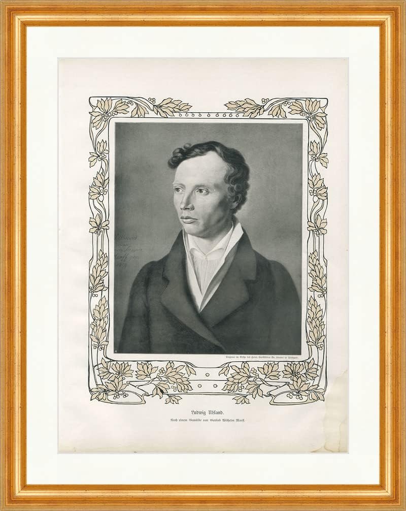 Ludwig Uhland Painting by Gottlob Wilhelm Morff BS Art Supplement 39 Framed