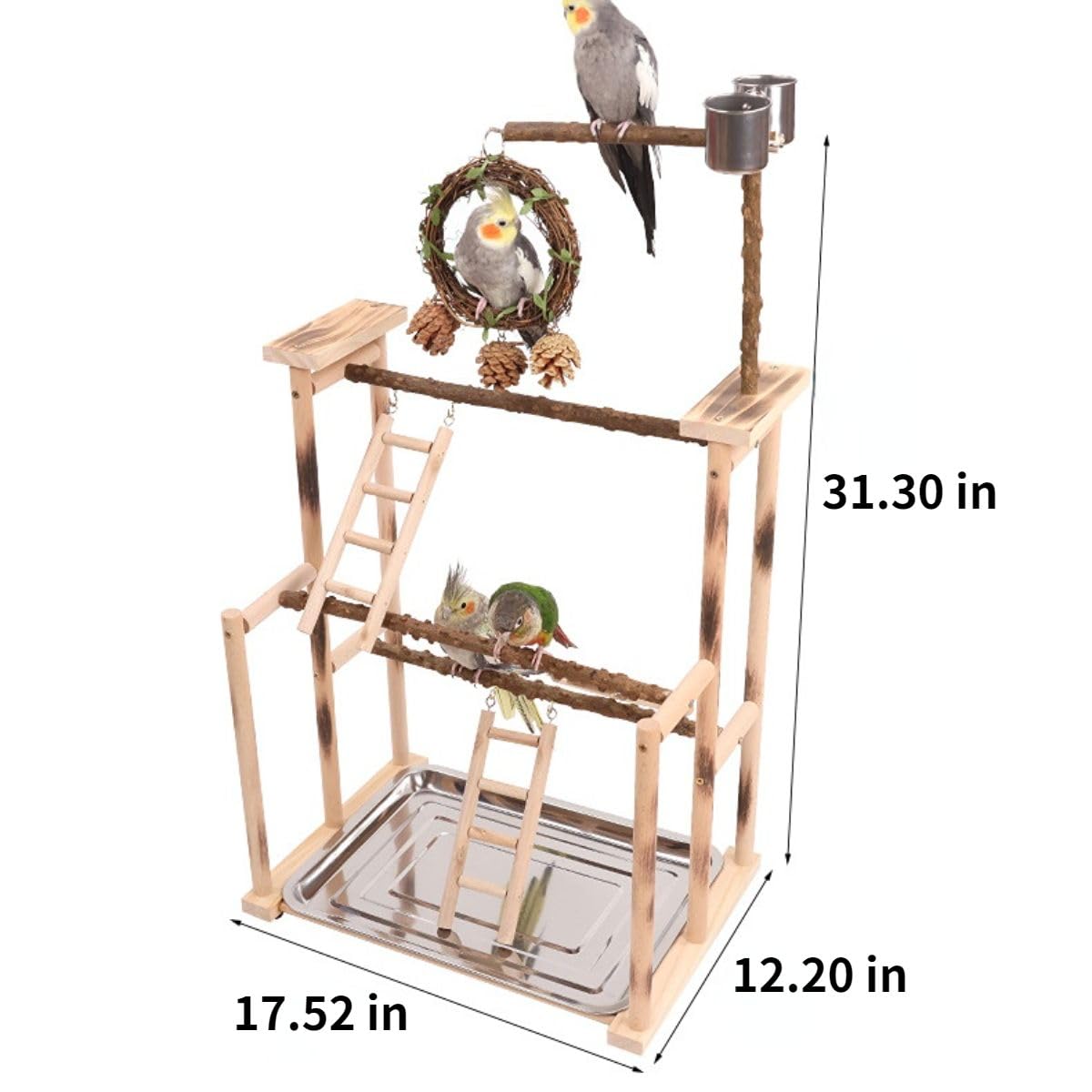 Bird Playground 4-Layer Parrot Playstand With Feeder Cups - Large For  Parakeets, Cockatiels, Conures Bird Play Gym
