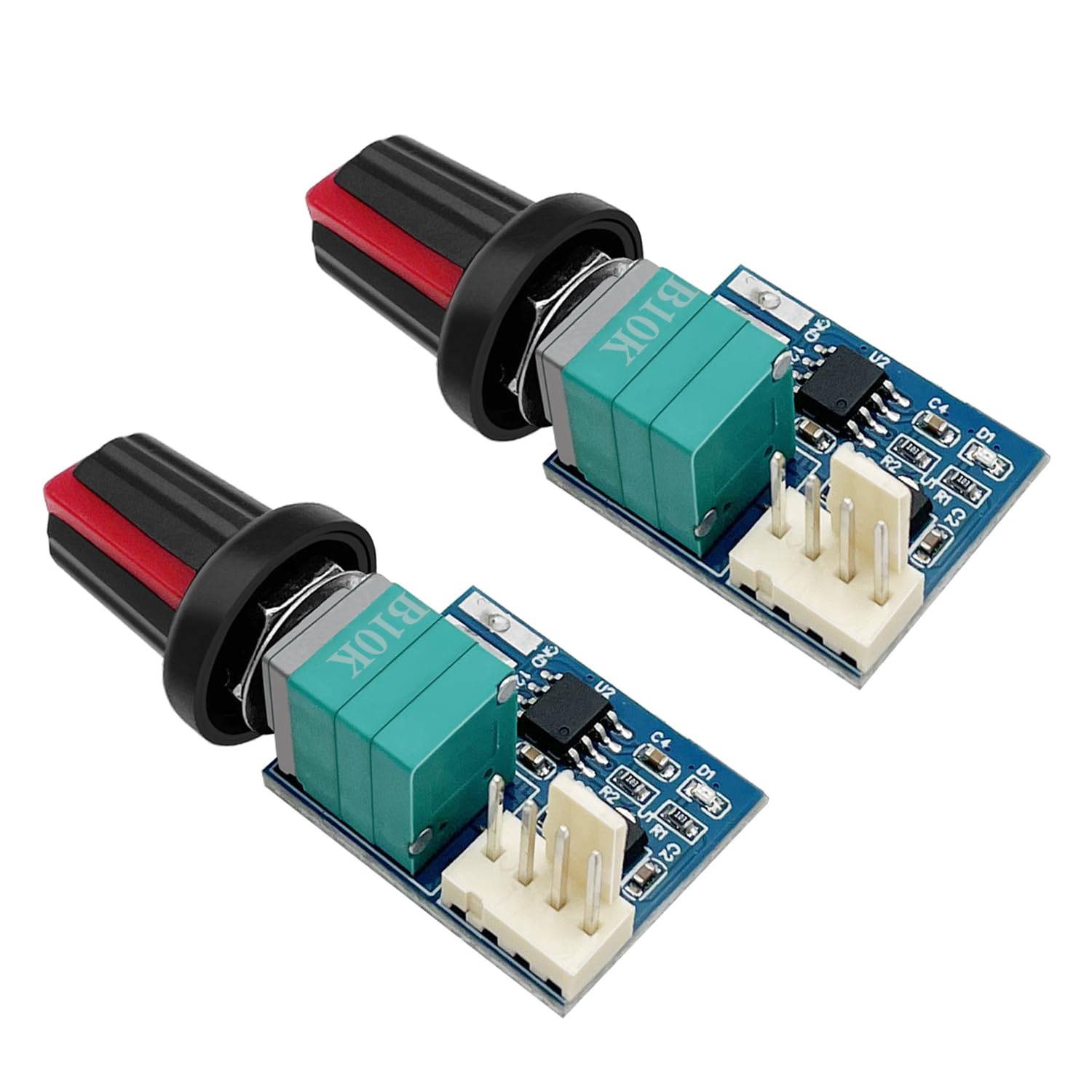 2PCS 12V PWM Fan Controller, 4-Pin PC Fan Speed Controller with Adjustable Knob, DC Motor Voltage Regulator