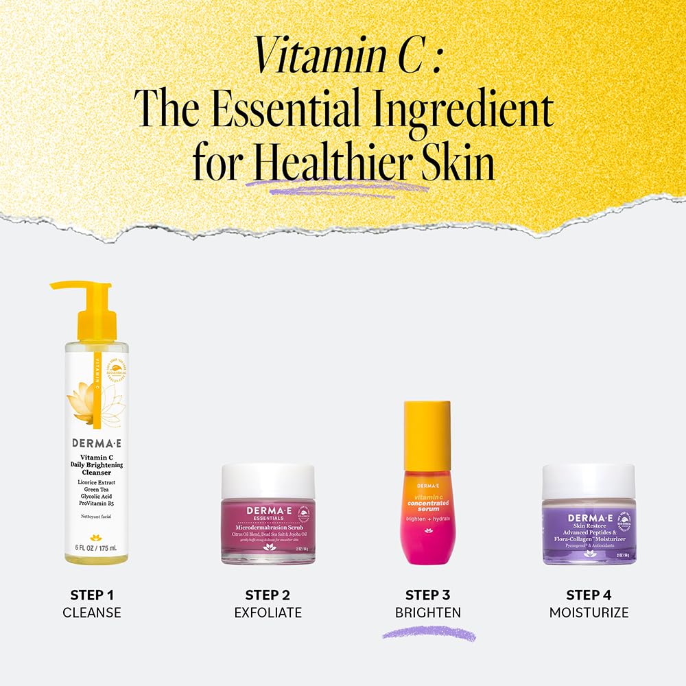 DERMA E Vitamin C Concentrated Serum with Hyaluronic Acid, Vitamin E & Aloe, All Natural, Antioxidant-Rich Concentrated Facial Serum – Firming and Brightening Vitamin C Face Serum, 1oz - Image 5
