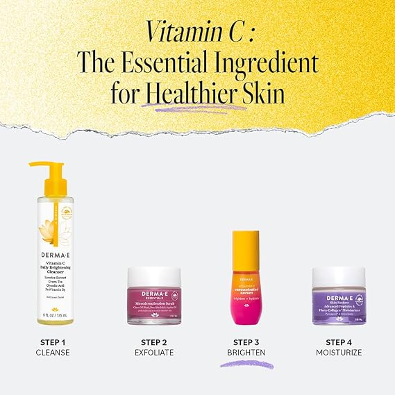 Derma E Vitamin C Concentrated Facial Serum with Hyaluronic Acid, 1 Oz