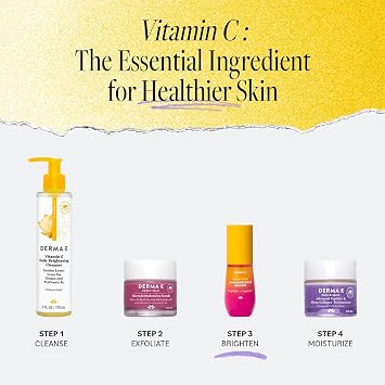 Derma E Vitamin C Concentrated Facial Serum with Hyaluronic Acid, 1 Oz