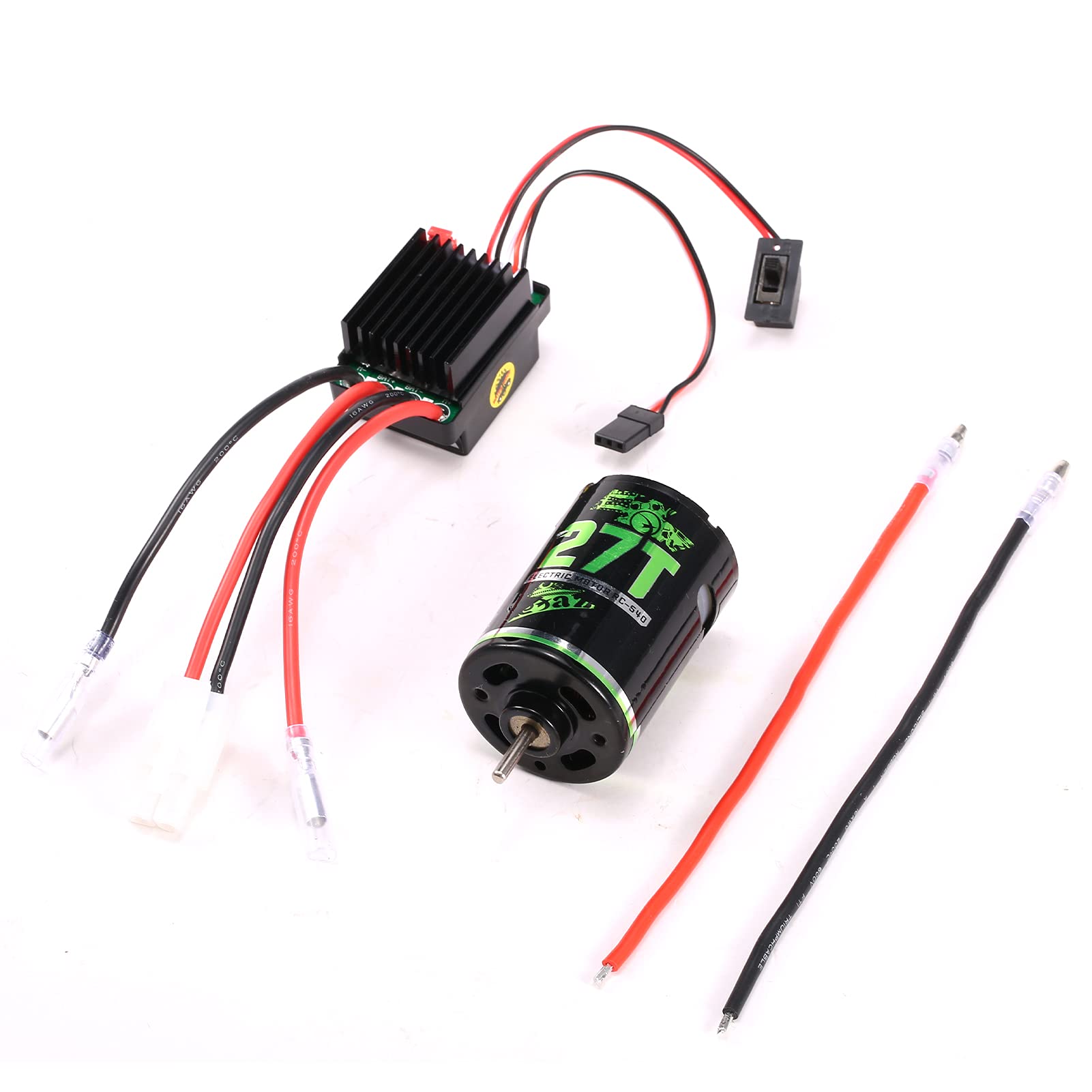 HUIOP 540 Moteur Brossé, 540 Moteur brossé Moteur sur chenilles RC 27T et 60A ESC Voiture RC ESC contrôleur de Vitesse électrique brossé 5V/2A Bec pour Voiture 1/10 RC,Moteur 3650