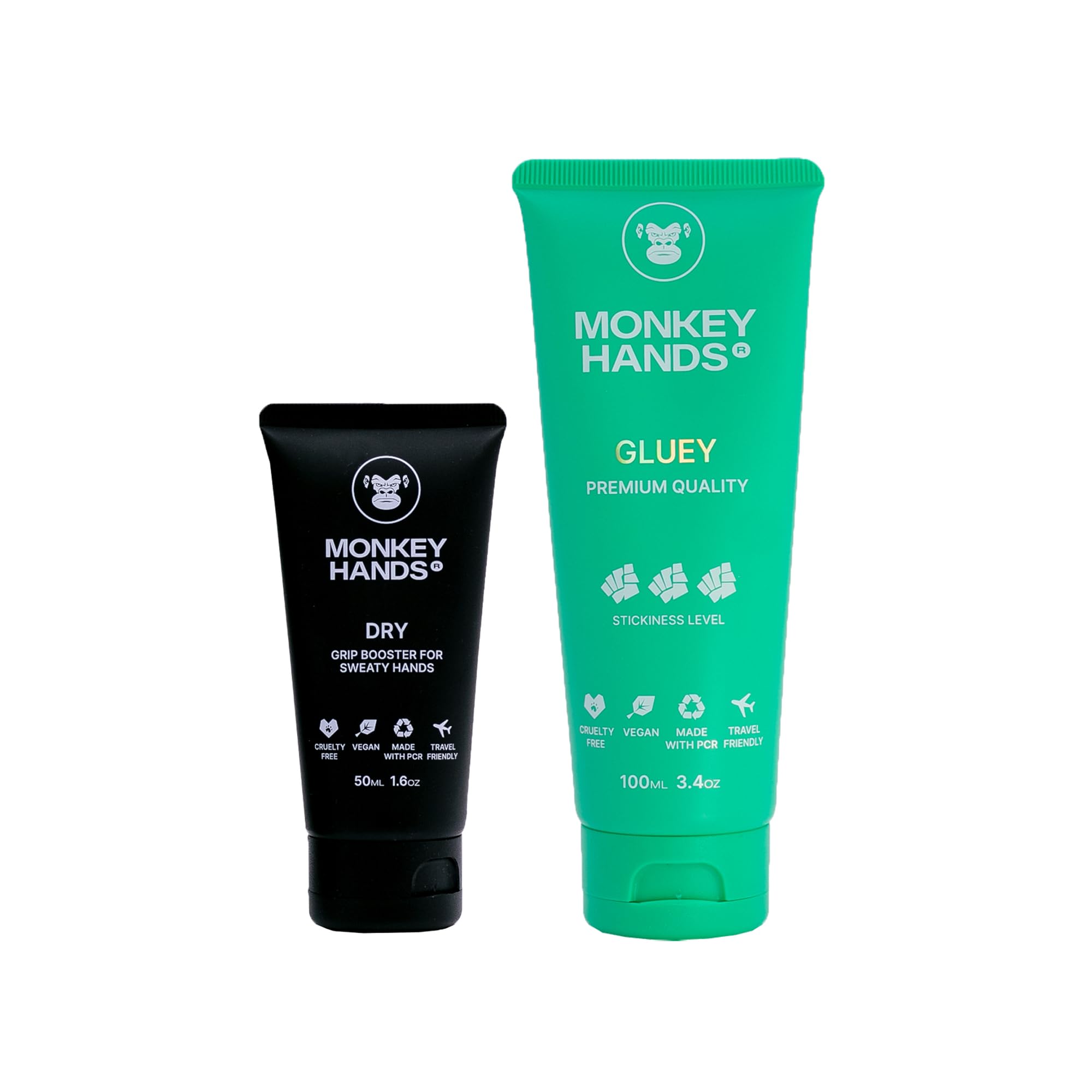 Monkeyhands Combo Grip Booster Dry 50 ml absorbe la transpiration Super Strong Gel Grip Gluey 100 ml pour Pole Dance Calisthenics