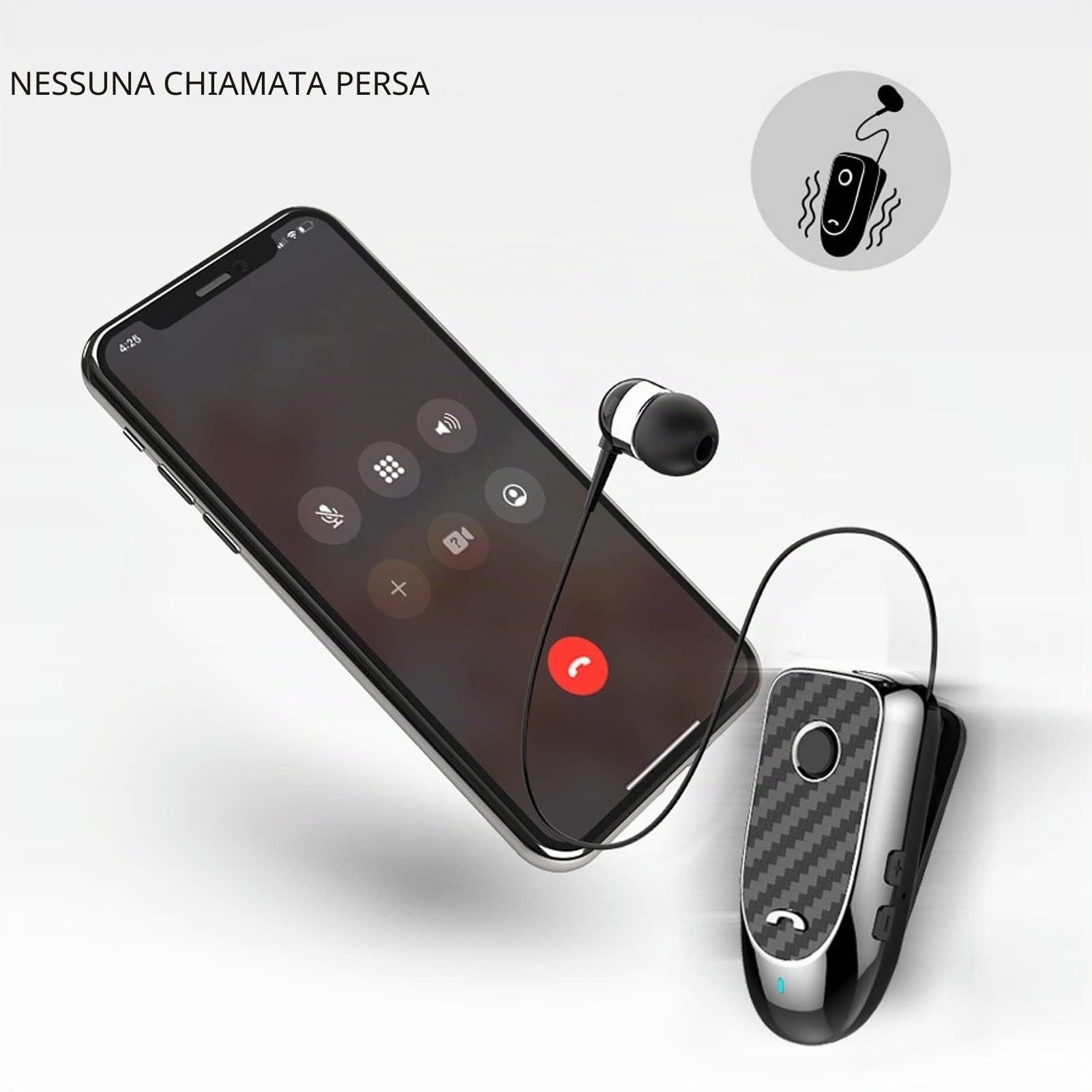 Bewinner Cuffie Bluetooth Cuffie Senza Fili con Archetto da Collo con Auricolari Retrattili, Clip per ID Chiamante con Vibrazione Multifunzione Auricolari Sportivi Senza Fili per Lo Sport