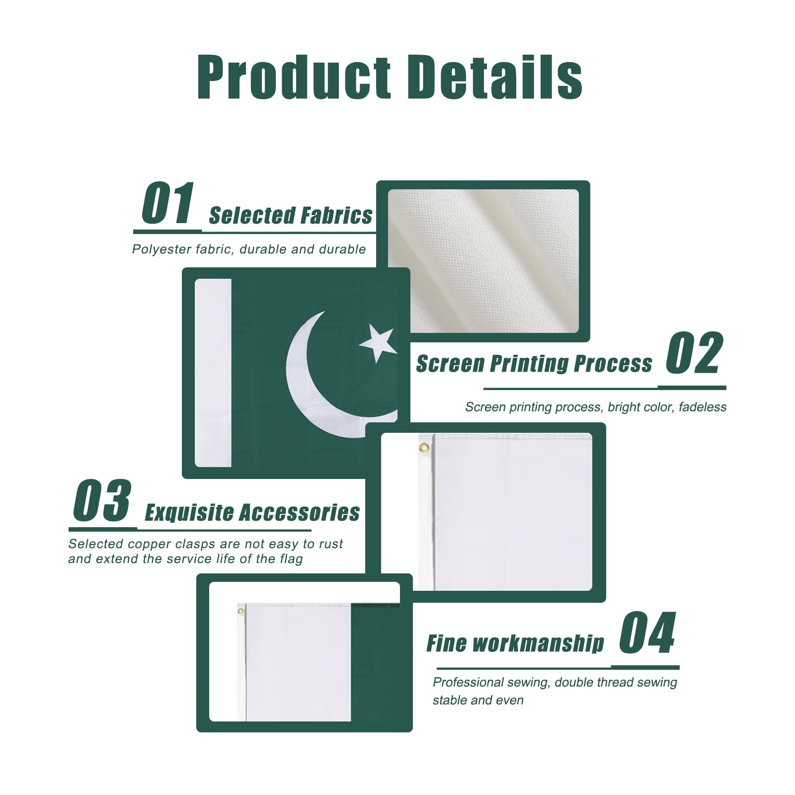 Pakistan Flagge 1,5x0,9m – 100% Polyester, Mit Ösen, Für Innen & Außen, Kräftige Farben