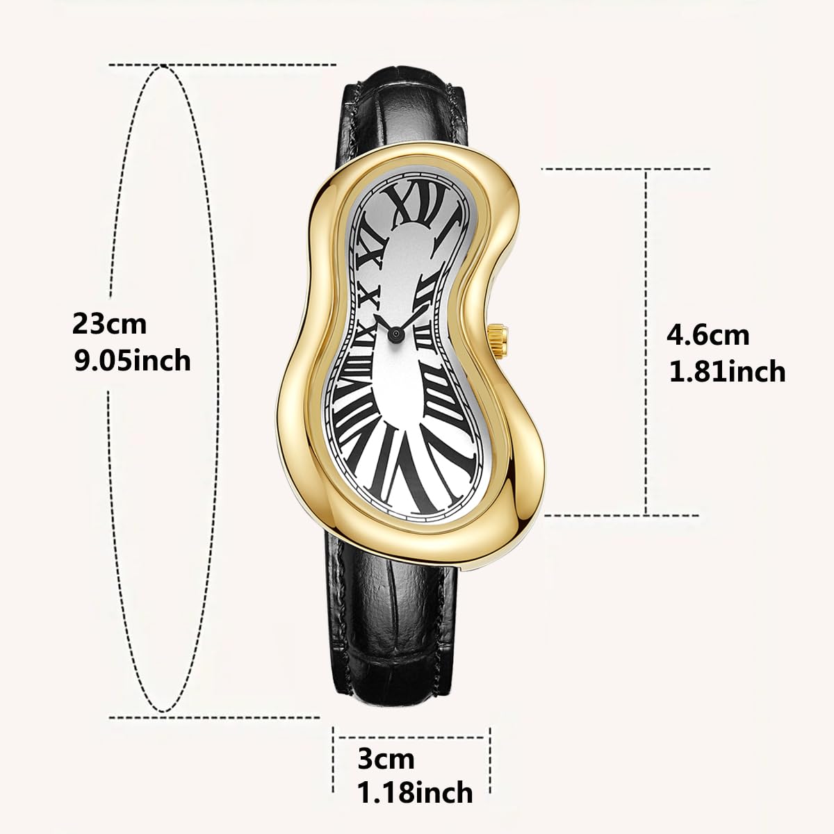 PINTIME Schmelzender Stil, Luxus-Quarzuhr, surrealistische Kunst, analoge Armbanduhr für Damen und Herren