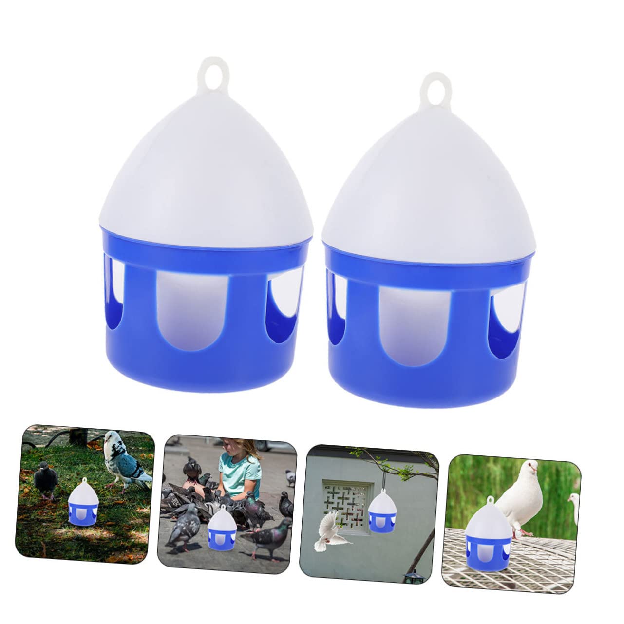 Mangeoire à Pigeons Portable Réutilisable 2 Pièces PVC 2l