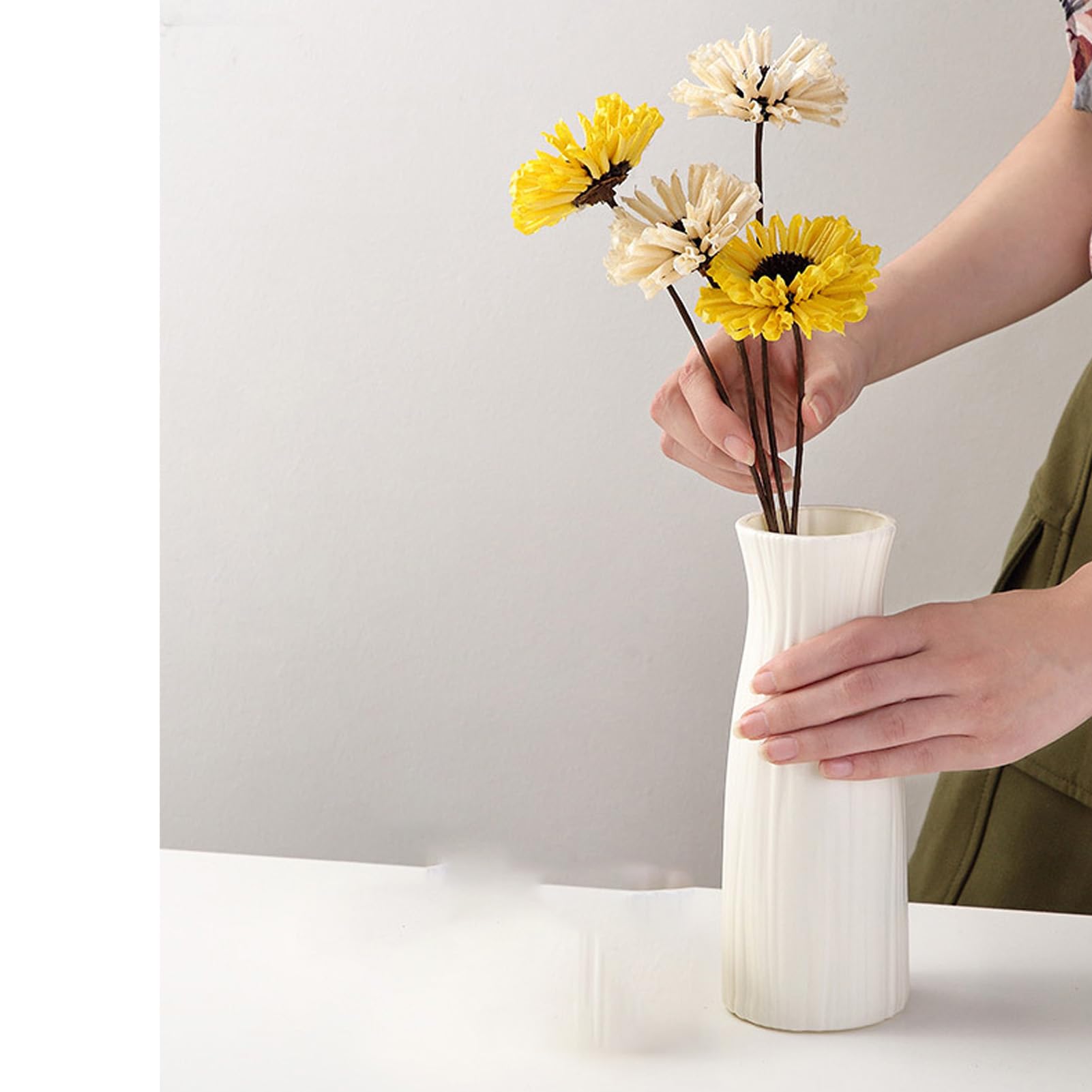 VASE,D--Vase à Fleurs En Plastique Incassable, Faux Pot De Fleurs En