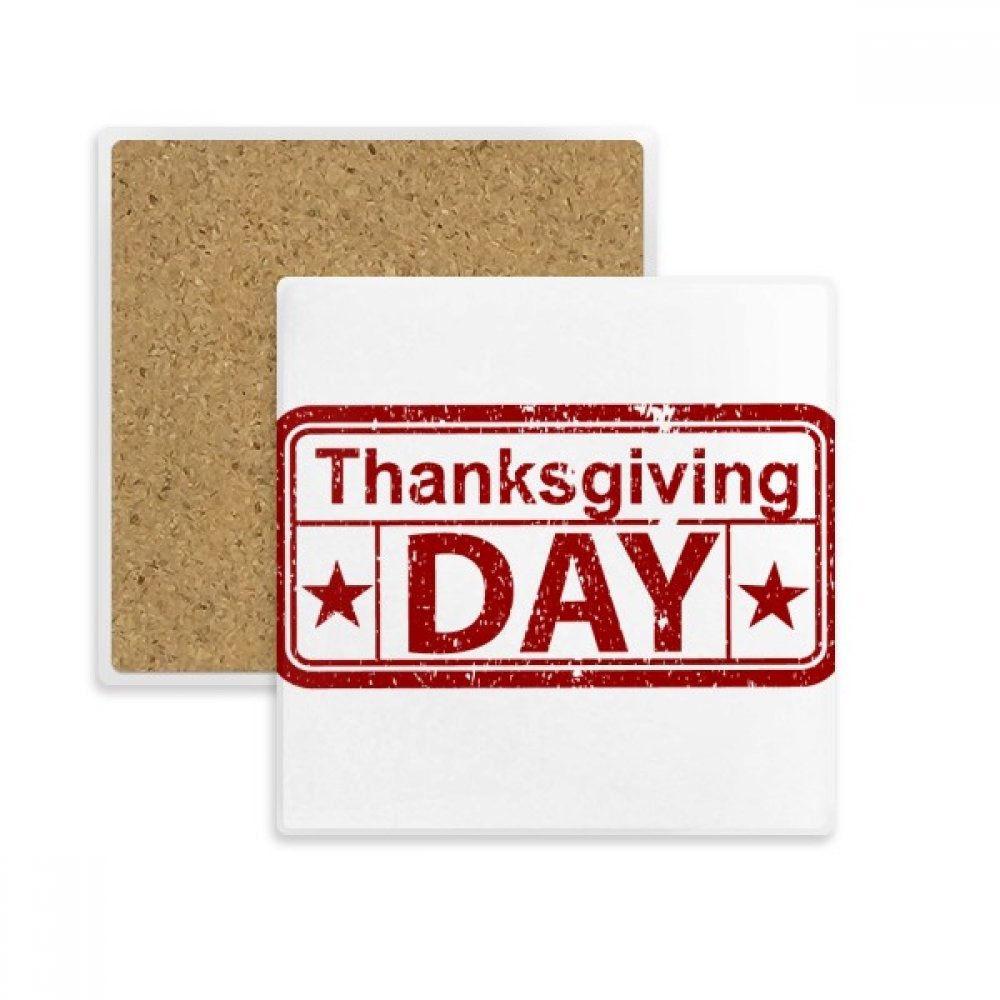 Coaster carré absorbant en pierre pour tasse et verre au motif Thanksgiving coloré