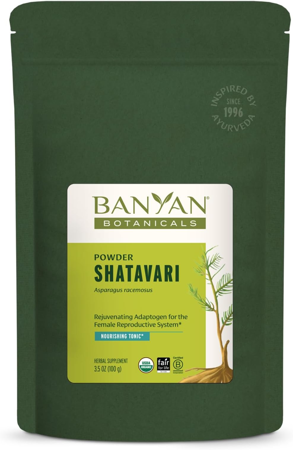 Banyan Botanicals Shatavari Powder โ Organic Asparagus Racemosus Root Powder โ Rejuvenating Adaptogen Tonic that Supports a Healthy Reproductive System* โ 3.5 oz. โ Non-GMO Sustainably Sourced Vegan