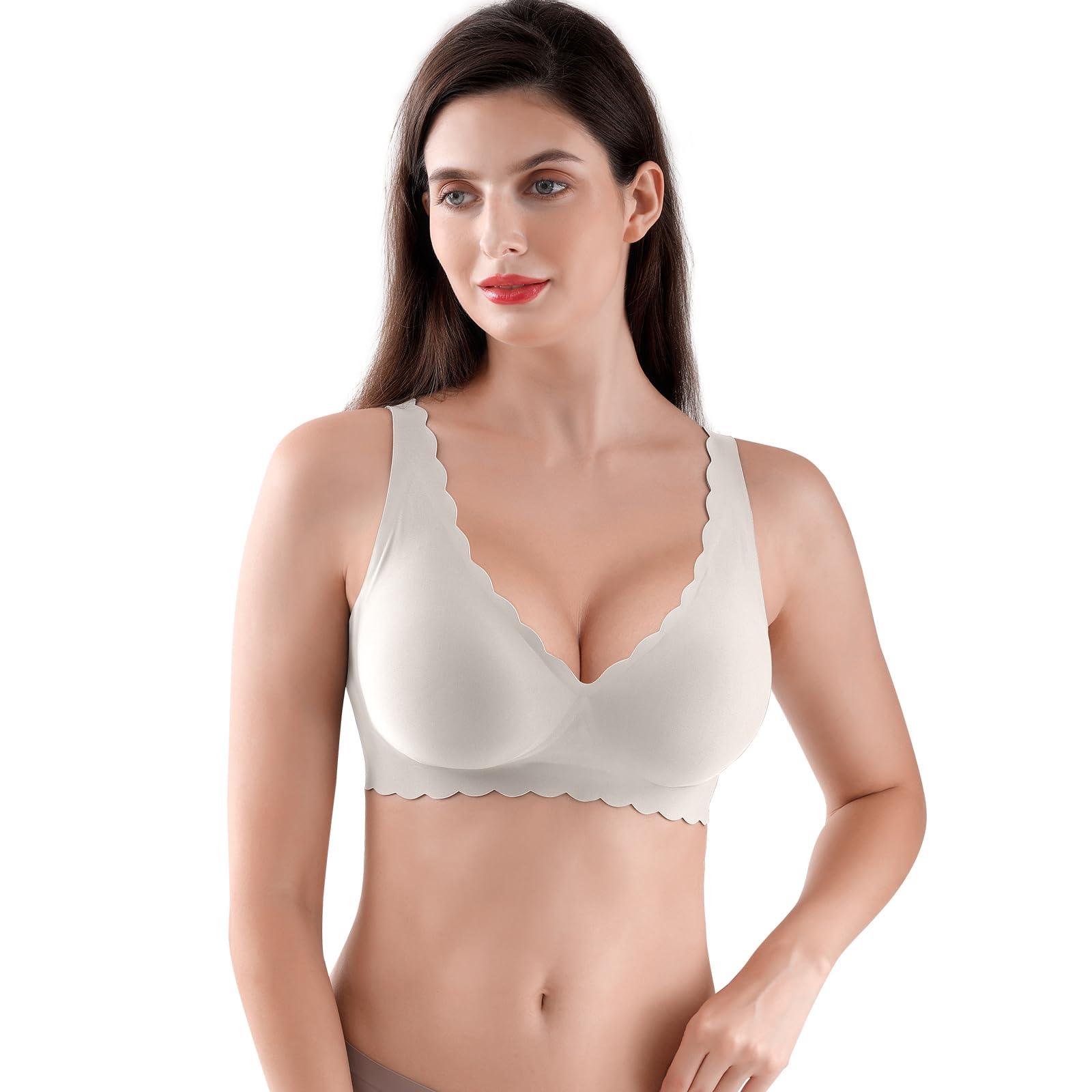 Reggiseni da donna senza cuciture senza ferretto morbidi reggiseni push up reggiseno imbottito senza fili maglietta bralette per dormire supporto confortevole copertura completa, bianco, XL