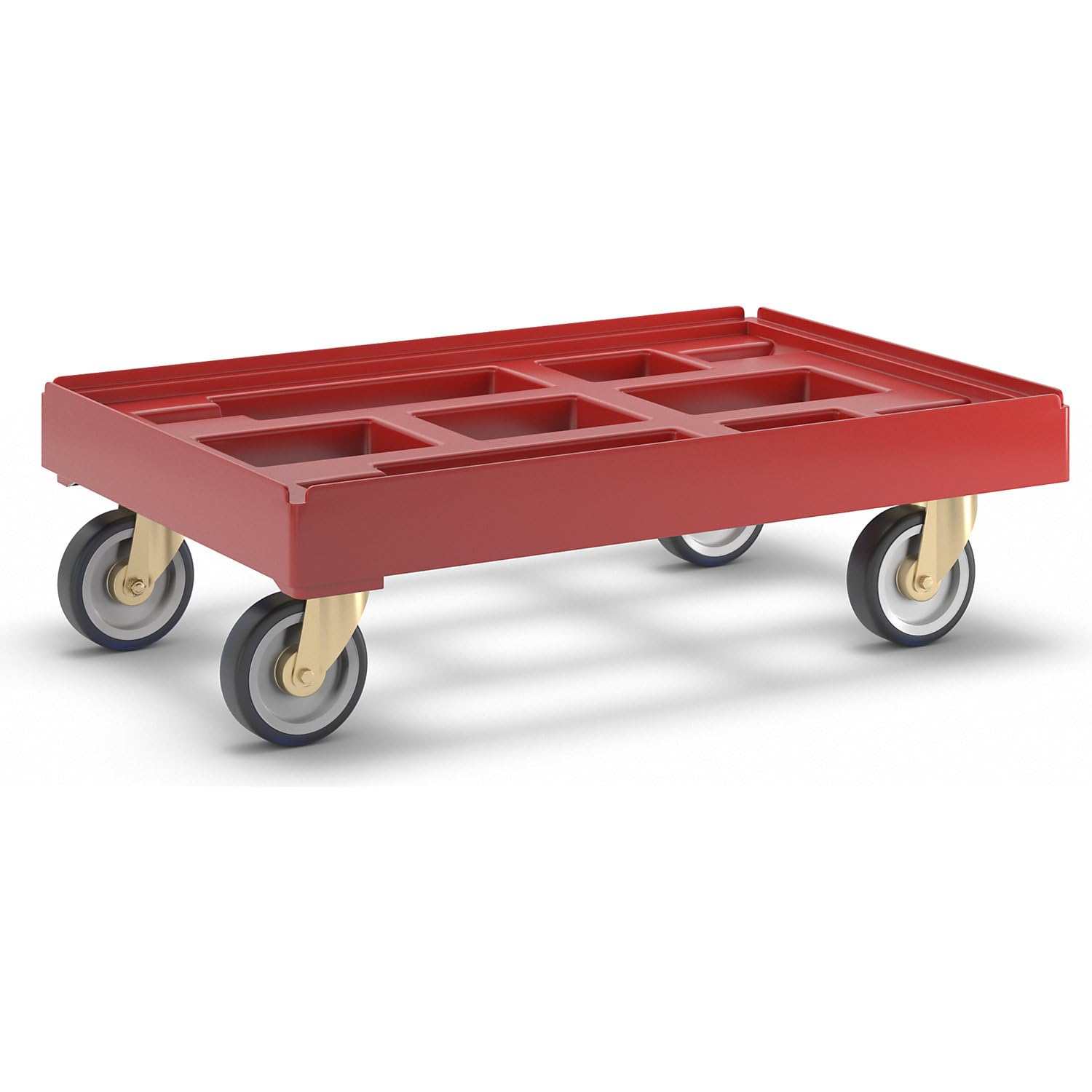 Rodador de transporte, L x A 610 x 410 mm, de PEAD, soldado, rojo vivo.