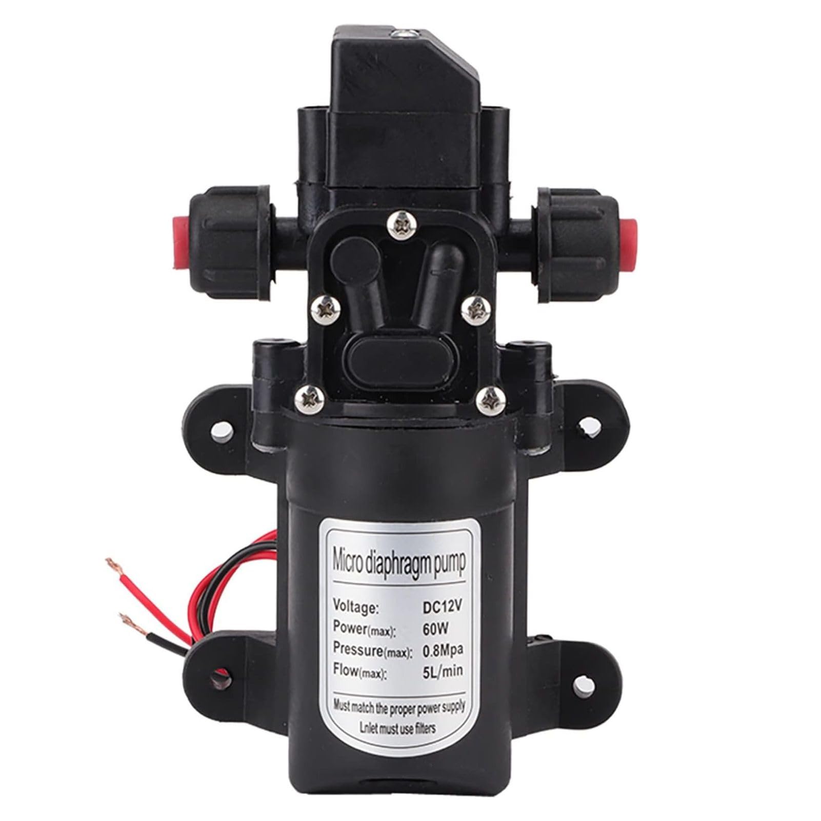 Jadeshay Pompa Acqua 12V, pompa autoadescante DC 12V 116Psi Pompa Acqua Pressione per Roulotte Barca Camper Giardino Pulizia Veicoli Camper 60W