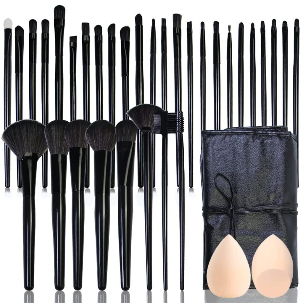 Pinceles de Maquillaje, Juego de 32 brochas de Maquillaje Profesionales, Kit de Herramientas de brochas de Maquillaje de Pelo sintético Natural