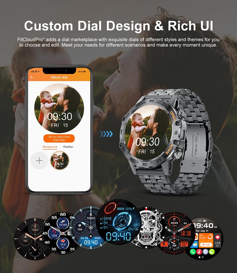 Image of SUNKTA Military Smart Watch for Men(Answer /Dial Calls),1.39''HD Touchscreen,100 Sports Modes, 5ATM Waterproof Fitness Watch,with Blood Pressure /Heart Rate /SpO2 Smart Watch for Android /iOS