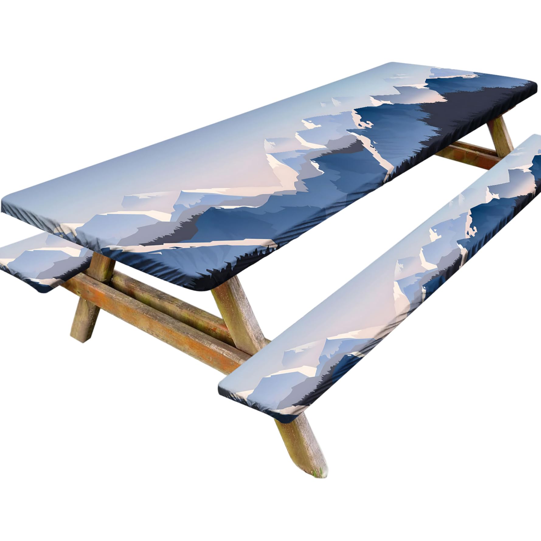 Nappe table pique-nique anti-vent 8 pieds facile à nettoyer avec housses banc