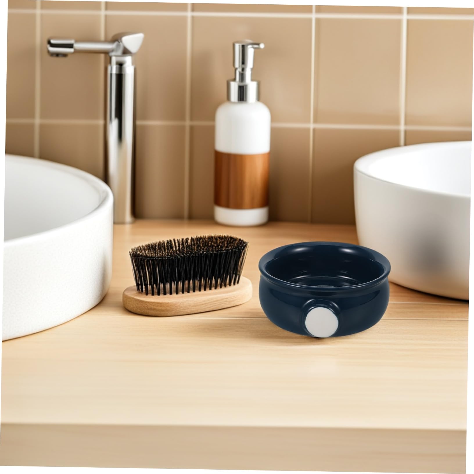 Beaupretty Ciotola da Barba in Materiale Ceramico Testurizzato a Spirale per Rasatura Bagnata e Viaggio