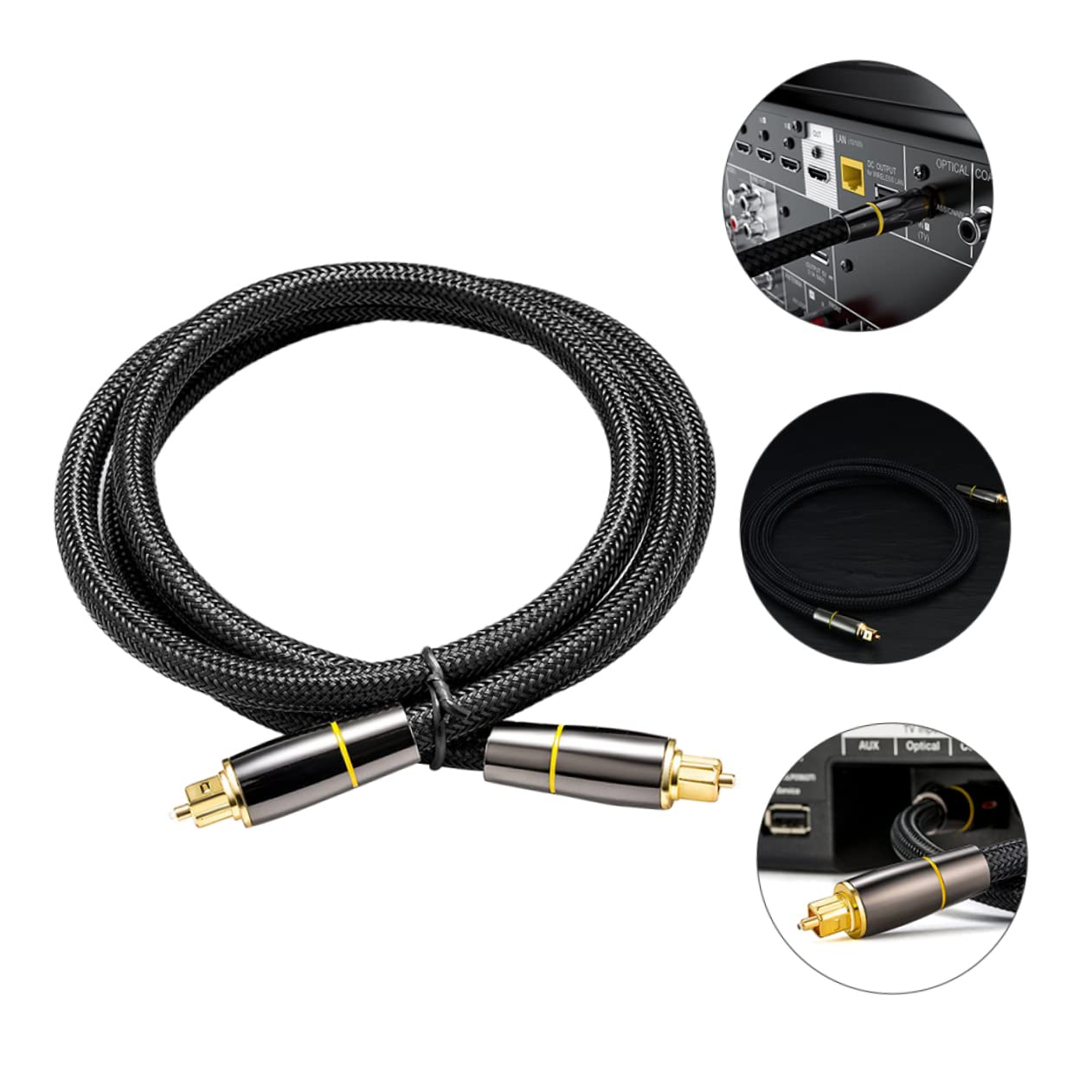 NUOBESTY Cavo Ottico Audio Digitale 15m in Fibra per Console e Tv | Nero , Copertura Protettiva Inclusa , per Amplificatori e Apparecchi di Riproduzione Audio