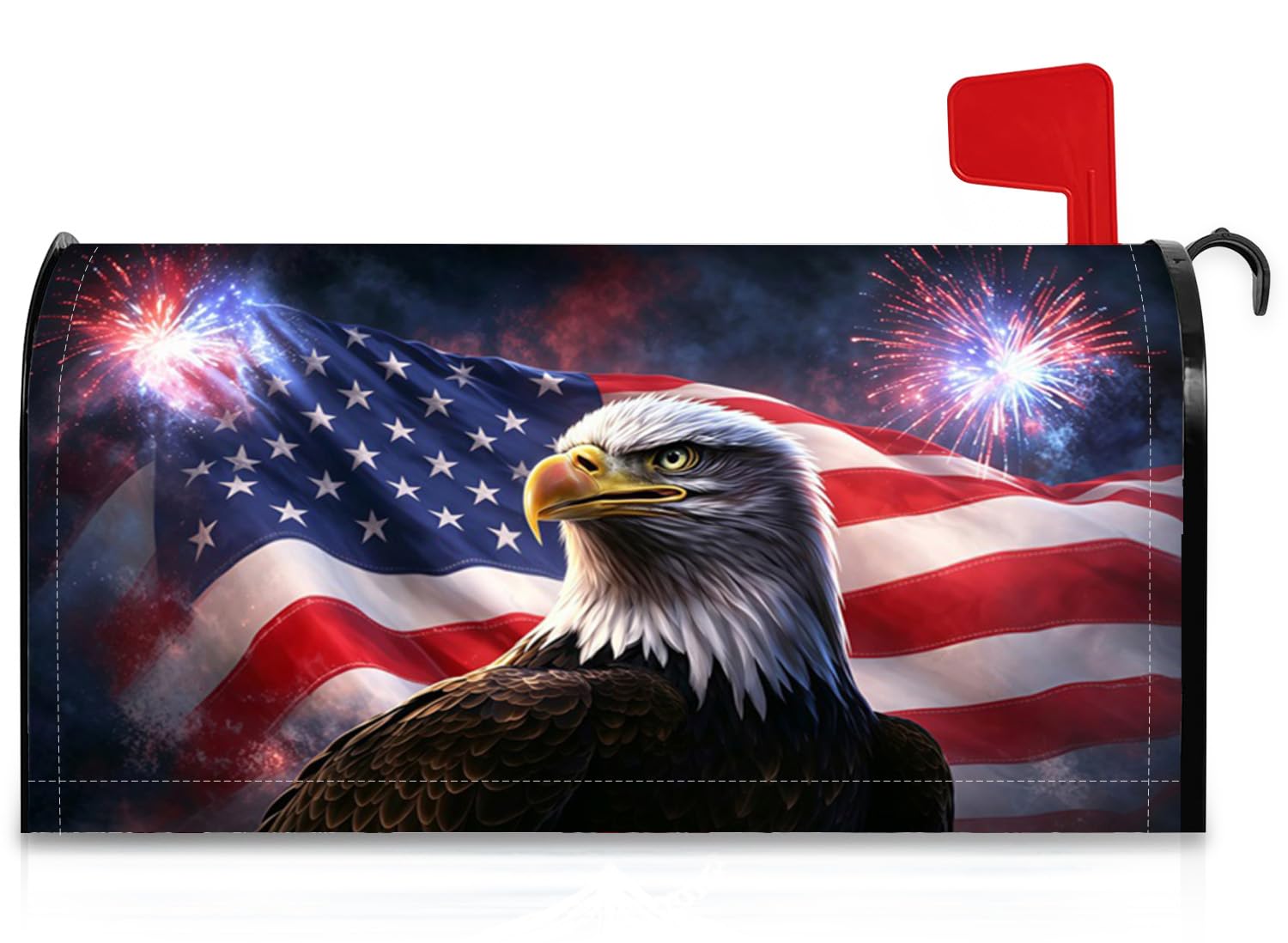 GICDSU Patriotic American Flag Eagle Magnetic Mailbox Covers Standard Size 18x21 Inch,Waterproof Oxford Fabric Mailbox Wraps Letter Post, USA Mailbox Decoration for 4th of July
