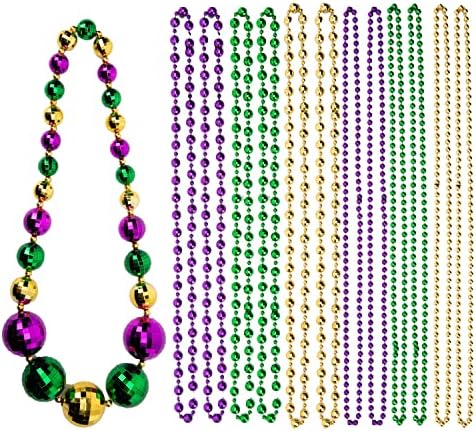 13 Pcs Mardi Gras Beads Necklaces, Party Costume Necklace, Multi Colors Beaded Necklaces for Mardi Gras Party, St Patrick's Day Party, Carnival Party, Parade image 2