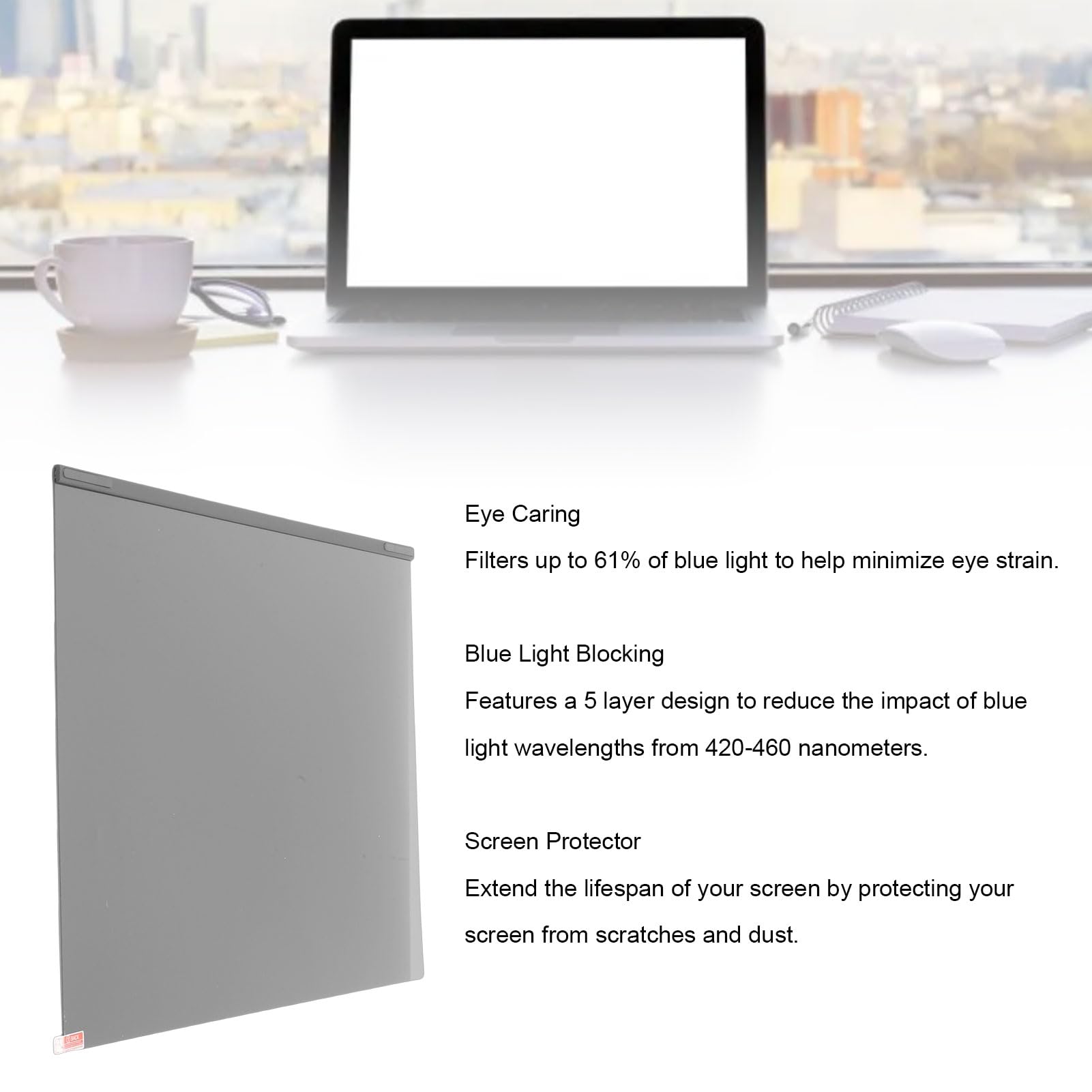 Protector de Pantalla de Privacidad para Computadora Mate Colgante de 24" para Pantallas con Relación de Aspecto 16:9, Película de Bloqueo de Luz Azul para Usuarios de /, Material de Ajuste