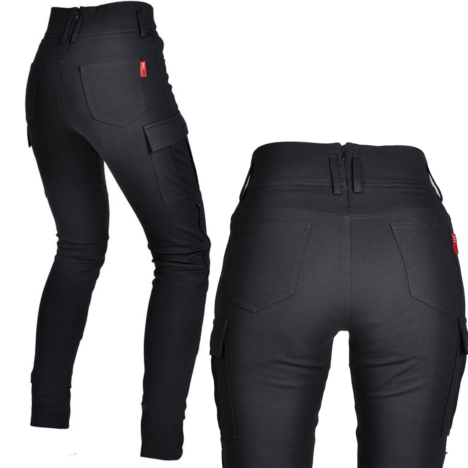 Damen Motorrad Leggings Aramidfaser Stretch Abriebfest mit Herausnehmbaren Protektoren Touren Motocross Racing Biker Schutz