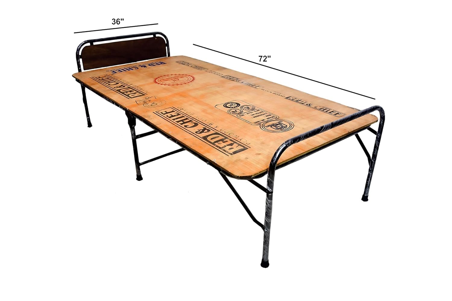 NATTNAK Classic Folding Bed 150kg Capacity | 36x72 Inch Single Plywood Top Foldable Cot | Metal Pipe Frame | Space Saving Guest Bed for Home & Hostel