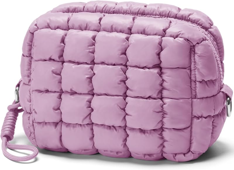 Necessaire de maquiagem acolchoada Unilily com alça removível, Lilac Purple