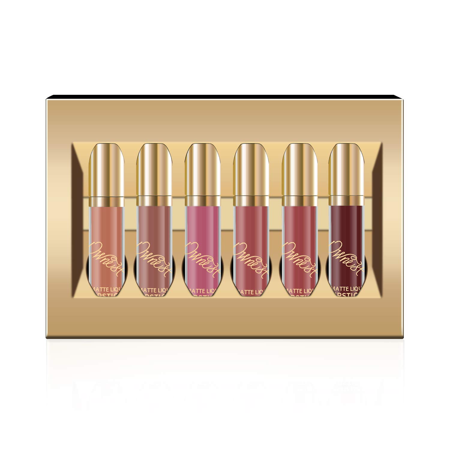 Ownest 6pcs Matte Velvety Lipstick Matte Lip Gloss Waterproof Lip Gloss