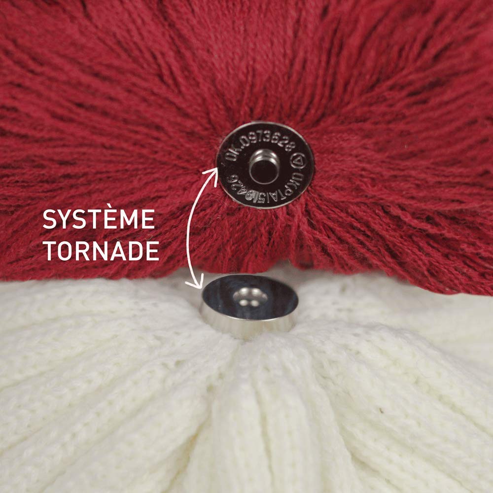 CABAIA - Bonnet Femme et Homme avec 3 Pompons Interchangeables - Design Français - Système aimanté pour Un Ajustement Adapté - Collection Hiver - Modele Appletini Noir