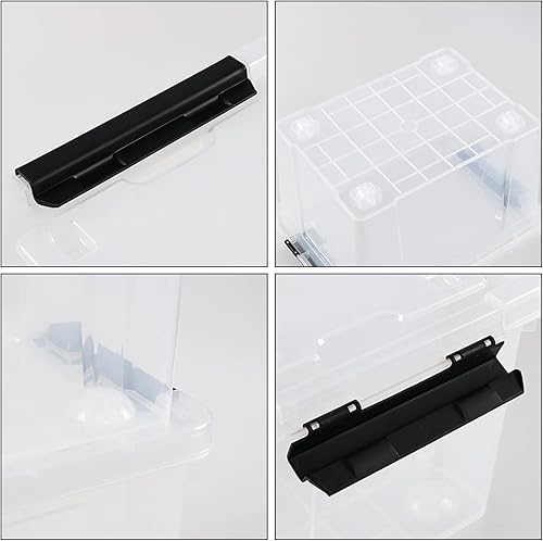 Miniatura 9 de Obstnny Caja de almacenamiento de 34 cuartos con ruedas, paquete de 4 cubos de almacenamiento de plástico, transparente