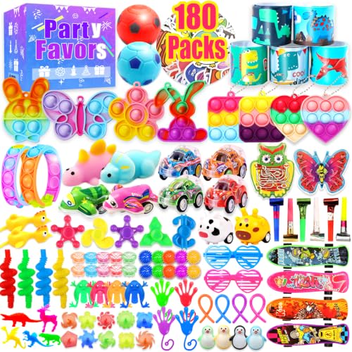 Wuridiwa 180 Party Favors for Kids, Fidget Toys Bulk, Treasure Box Toys for Classroom Prizes, Goodie Bag Stuffers Pinata Fillers, Carnival Birthday Stocking Stuffers for Boys Girls, Prize Box Toy