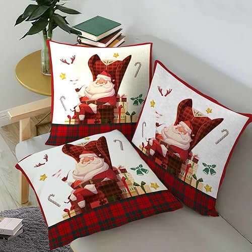 Miniatura 6 de Fundas de almohada decorativas de Navidad, funda de almohada de ciervos de Navidad, funda de almohada de decoración navideña de renos, funda de