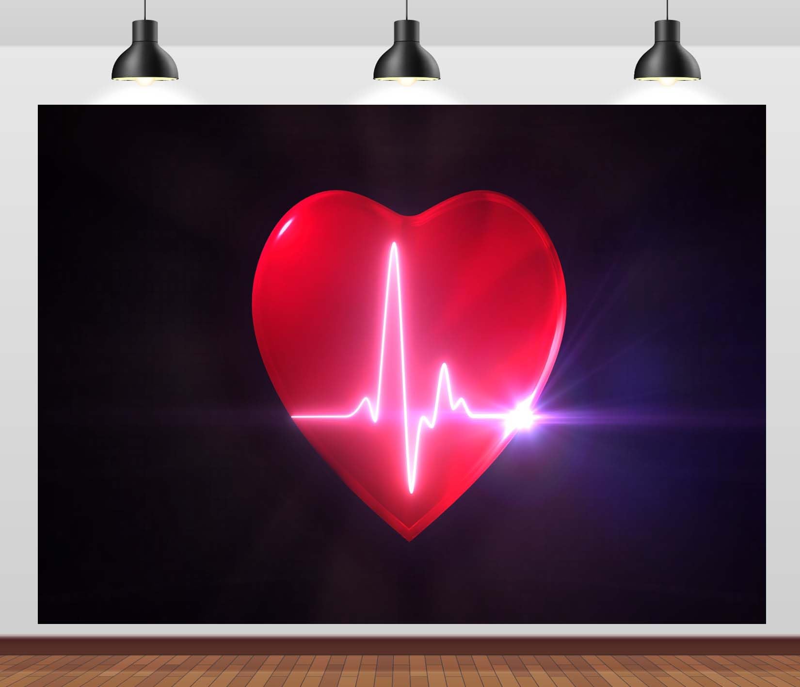 BELECO 4.6x3m Sfondo in tessuto Linea impulso cuore rosso | Curva battito luce su sfondo nero festa san valentino tema amore banner accessori foto