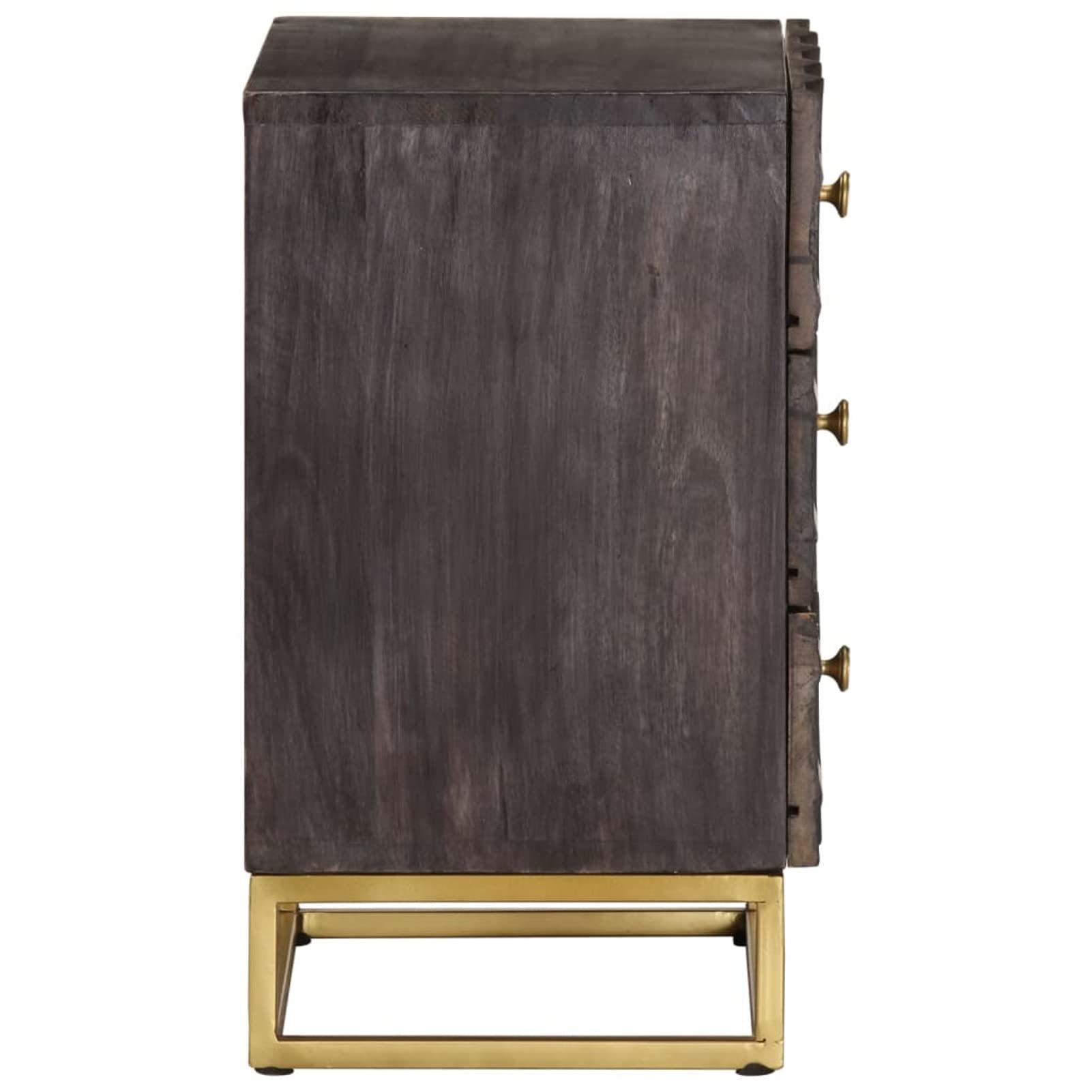 Mesitas de noche de madera maciza de mango de color negro, 40 x 30 x 50 cm