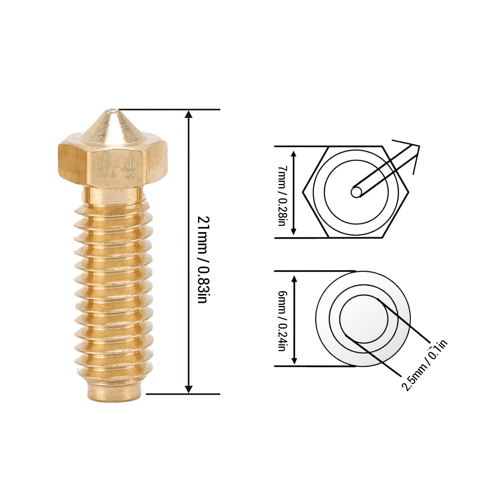 Kompatibel mit 3, 3 Combo, S1 und S1 Combo – 40-teiliges 3D-Drucker-Düsenset aus Messing – Extruder-Ersatzteile für 1,75 mm Filament, Größen 0,2 0,4 0,6 und 0,8 mm