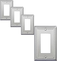 Vista 11 de Cubierta de Interruptor de Luz de Tomacorriente Dúplex Individual Belaire de Metal con Cuentas para Pared, Paquete de 4 Latón Antiguo 1 Gang