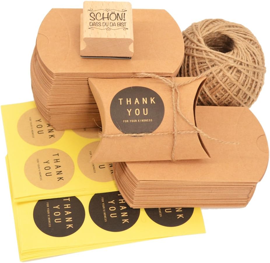 50 Scatoline Regalo Vintage In Carta Kraft Con Spago - Per Caramelle, Cioccolatini, Bomboniere E Ricordini - Foto 5