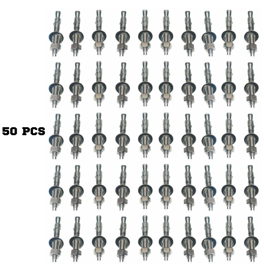 MIGHTY FASTENERS - Juego de 50 anclajes de cuña de 0,95 x 7,6 cm - Acero inoxidable 304 de alta calidad - Pernos de expansión robustos para hormigón y mampostería, rendimiento antioxidante, duradero
