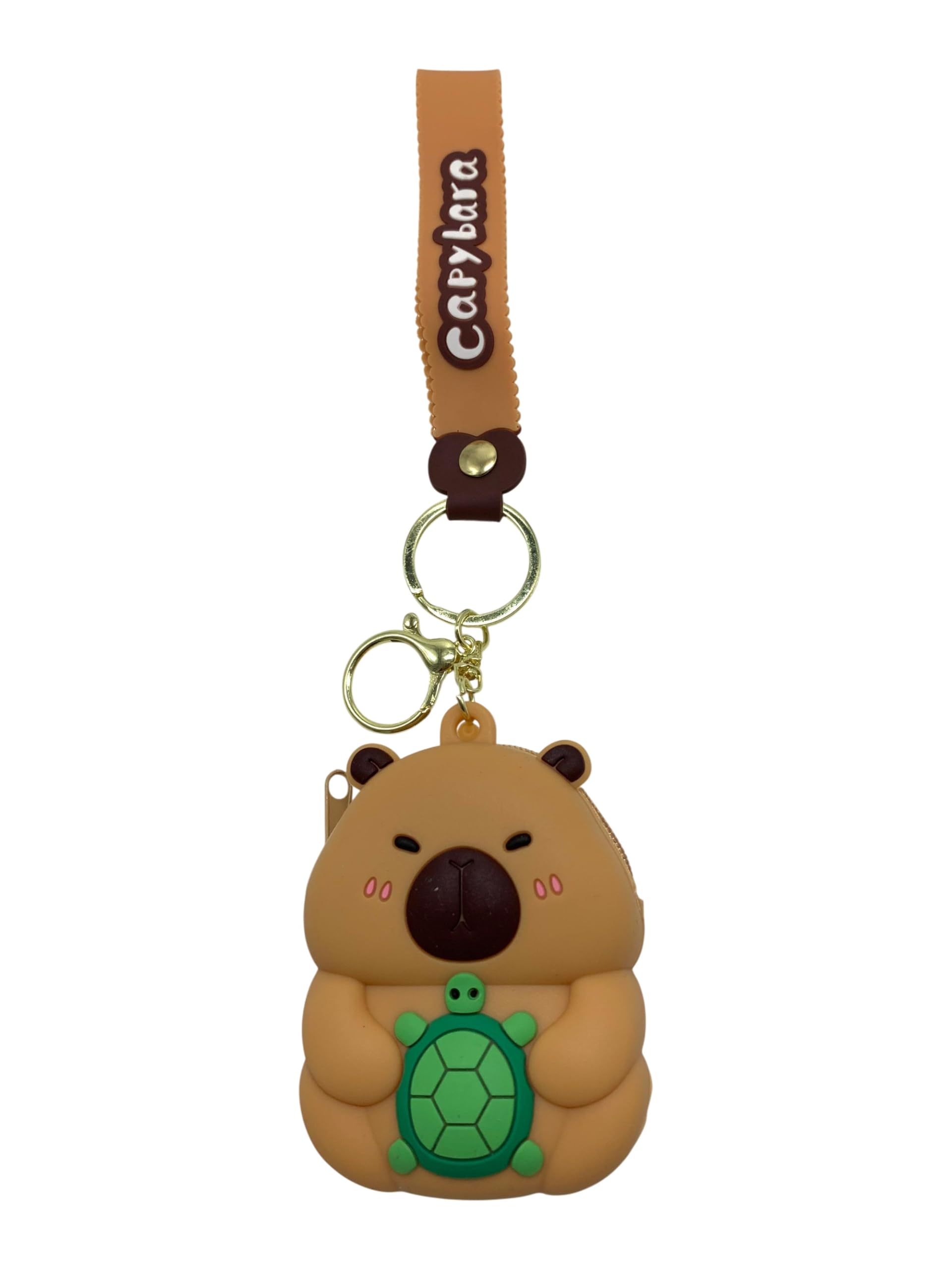 Bag in Cute Silicone Coin Purse Keychain, Cartoon Animal Mini Zipper Wallet, Soft Rubber Key Ring Pouch (Bear K Light Brown)-image-48