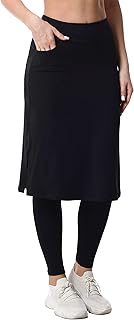 Women's Modest Long Skirt with Attached Leggings Pockets Midi Cover Up W...