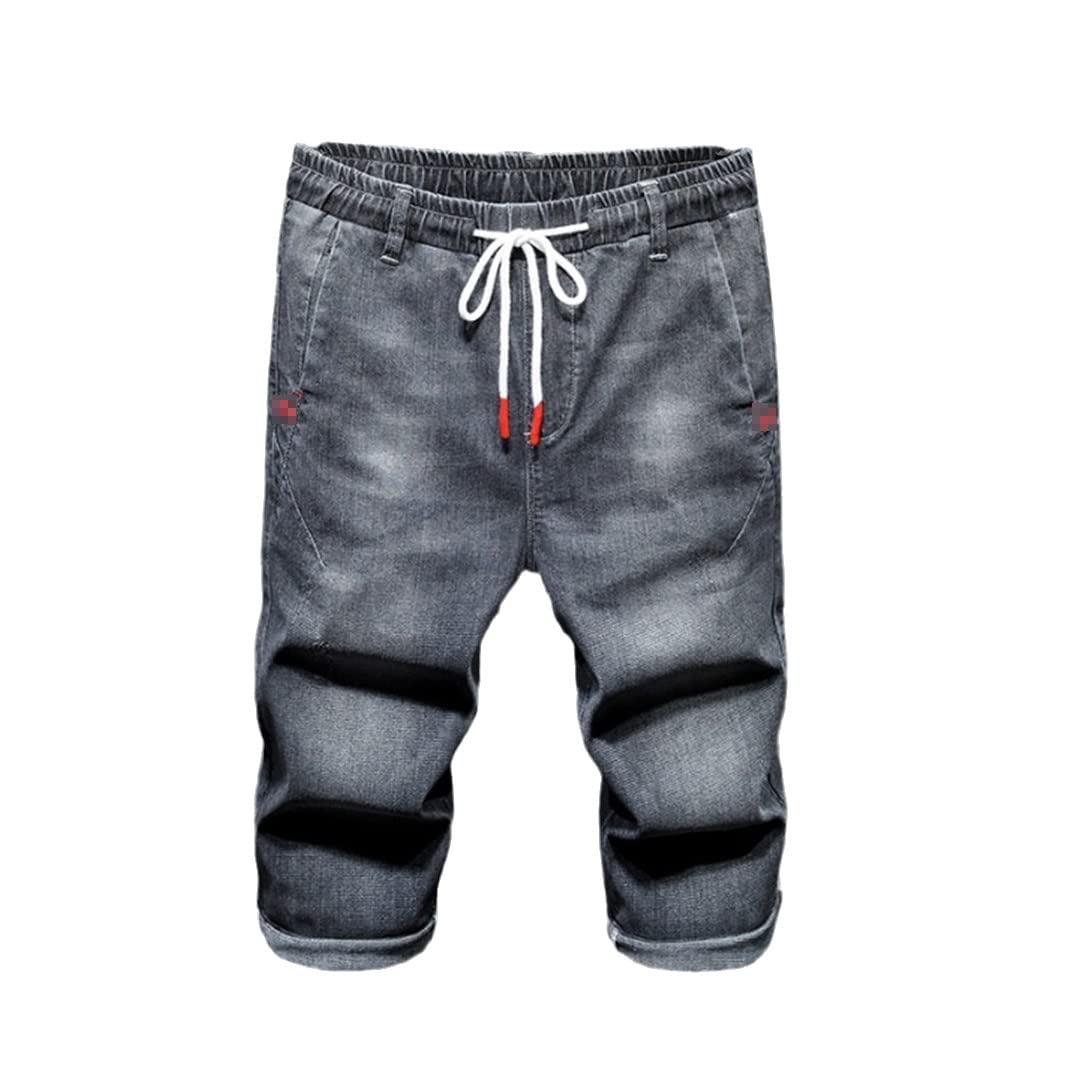 KEHAIOO Jeans da uomo Pantaloncini Pantaloni lunghi Bermuda Denim Shorts Estate 3/4 Pantaloni Capri Blu Corto Plus Size, Nero grigio, M
