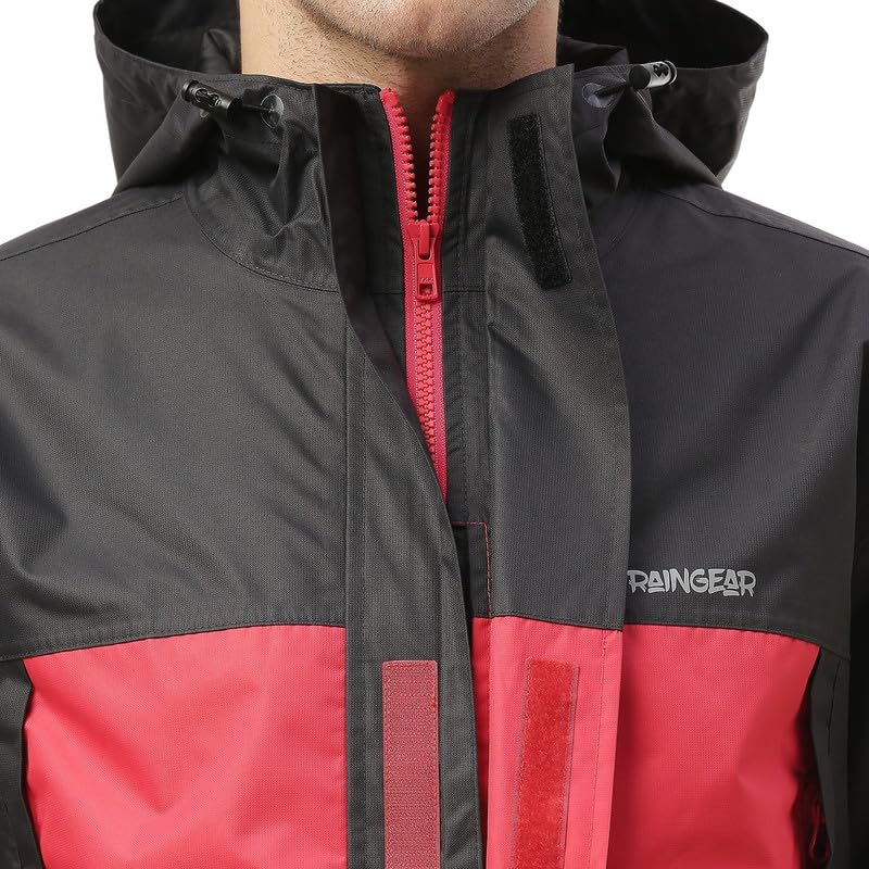 Image of Zeel Raingear Stylish Rain Jacket for Men Waterproof for Bike Riders with Adjustable Hood along with inner pockets,Waterproof Rainwear with Lightweight Polyester Jacket, ZRR011