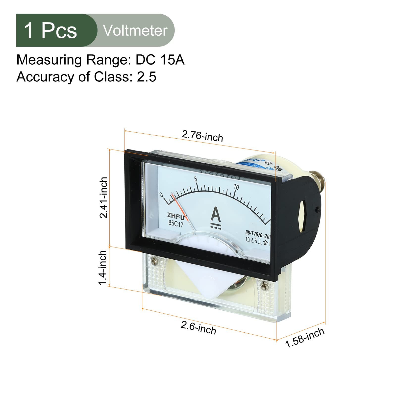 YOKIVE Analog Panel Ammeter, 85C1 Ampere Meter Current Tester, Great for Office Art, Home, Daily Use (DC 0-15A) - Image 2