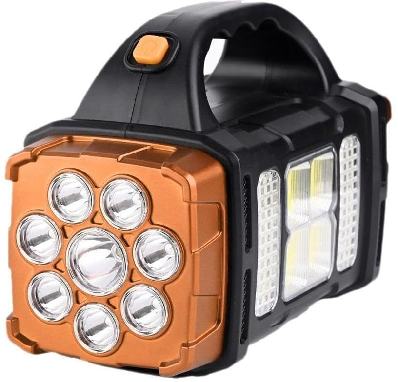 Image of Care 4 Multifunction Solar Waterproof Flashlight with USB Charging,8 Bulb LED & COB Torch (Gold, 21 cm, Rechargeable)