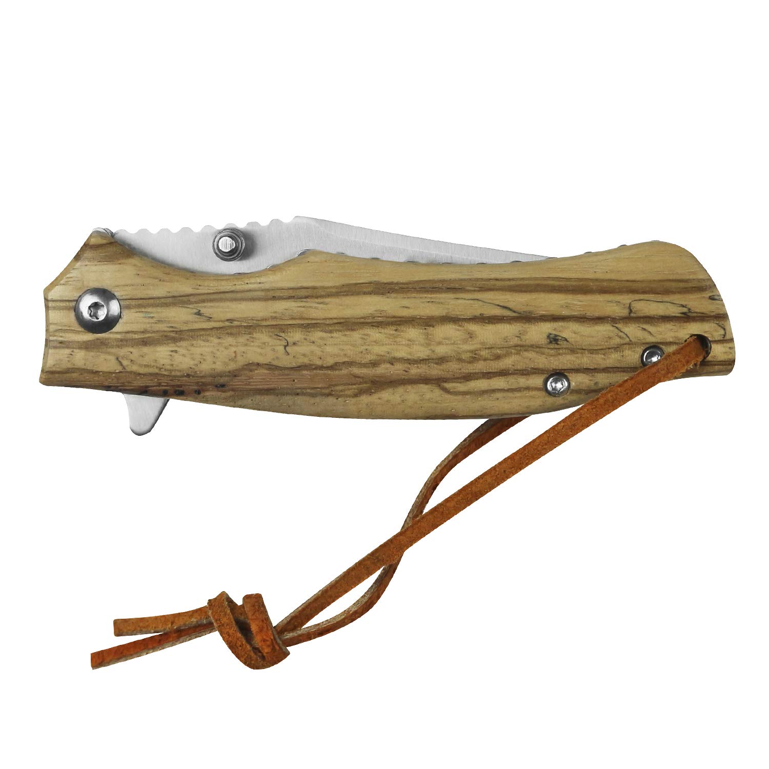 iFIELD EL29040 Coltello da caccia pieghevole Bushcraft Sopravvivenza Escursionismo Campeggio, lama in acciaio inox con manico in legno Zebra, Made in Albacete (Spagna)