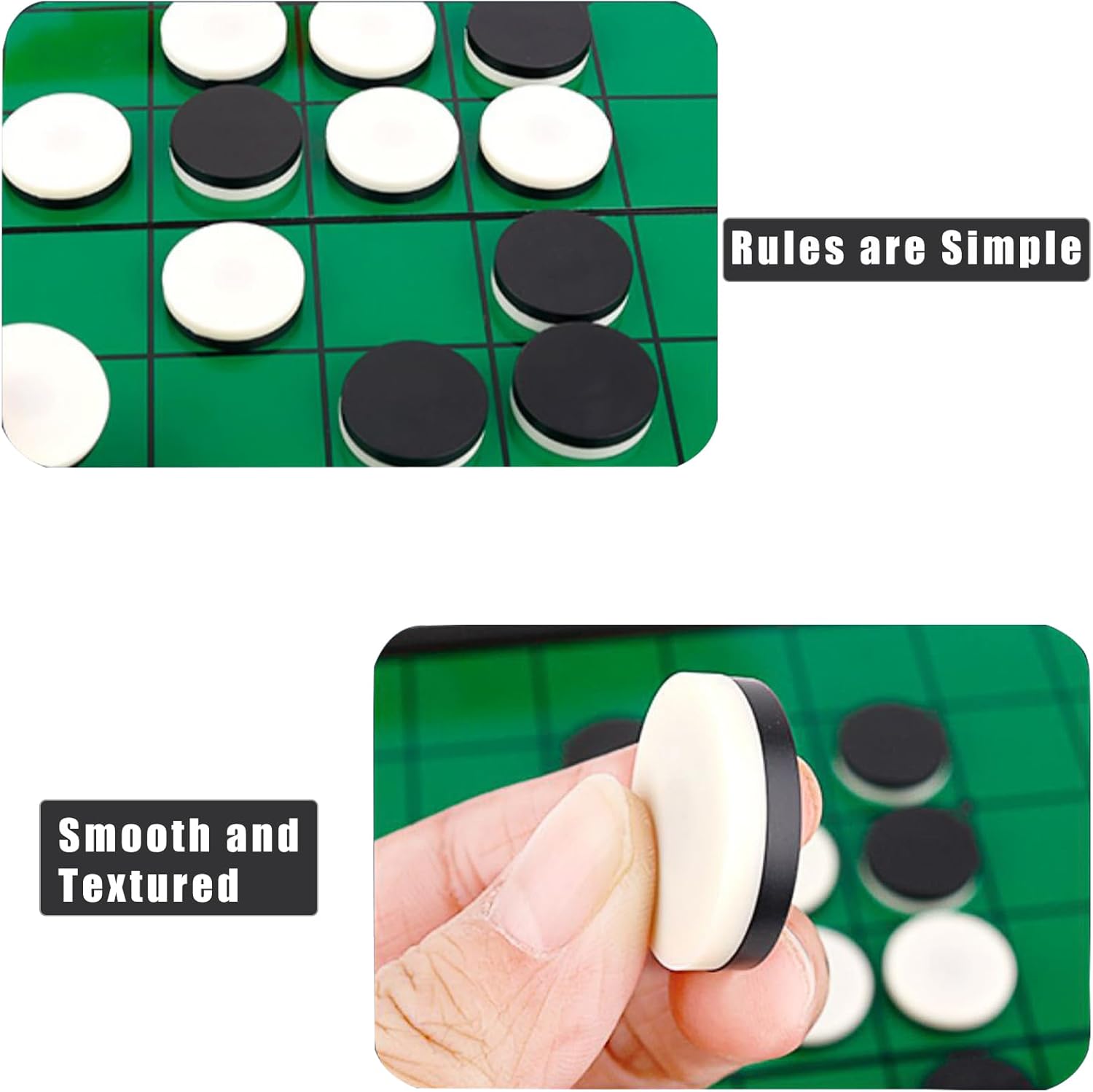 Reversi (Othello) Board Game Set -9.5", Magnetic Folding Strategy Travel Game for Kids and Adults