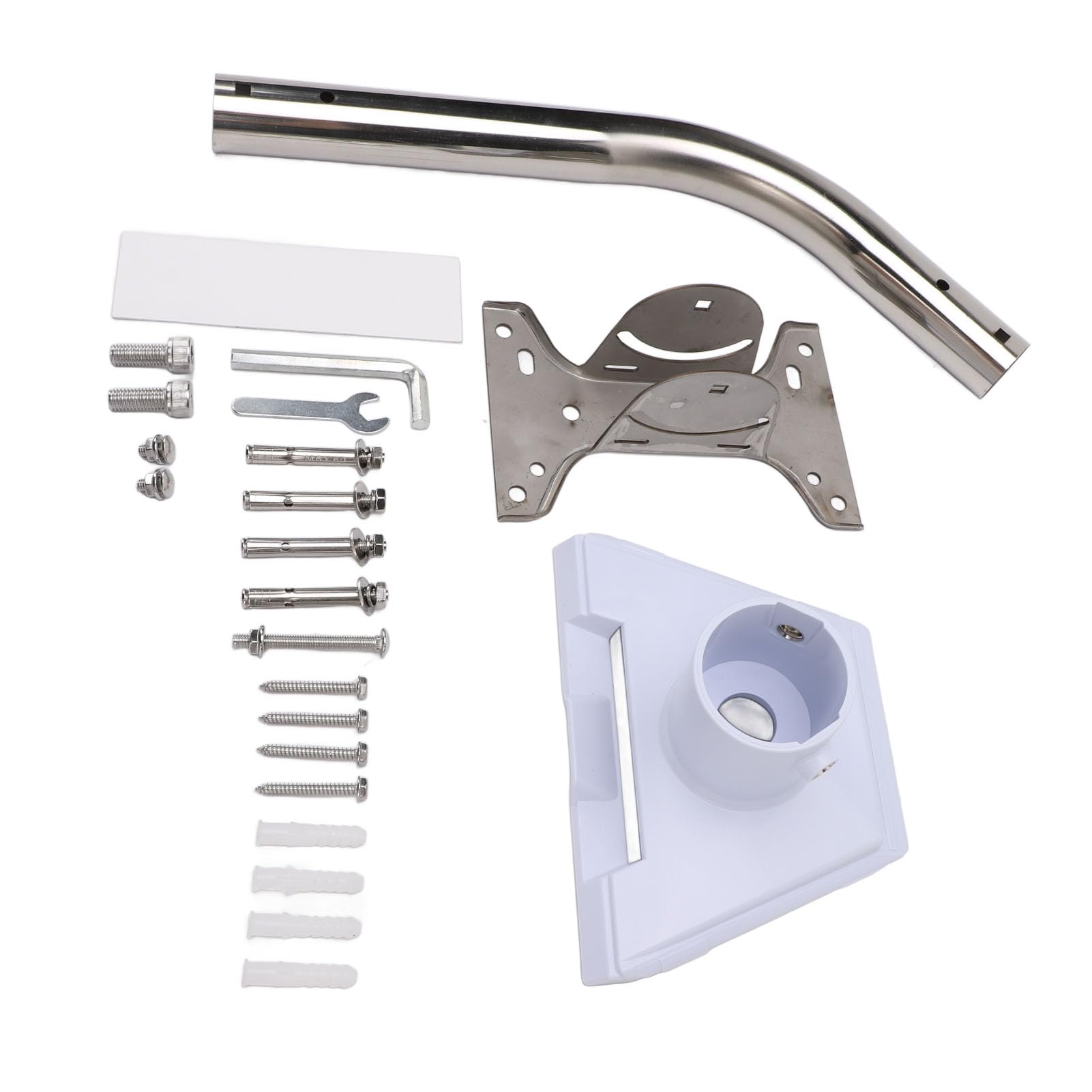 Demeras Kit de Montage Satellite, Support Réglable Résistant aux Intempéries en Acier Inoxydable pour Parabole Standard Gen3 V3 Blanc, Support Mural Long de 88 °