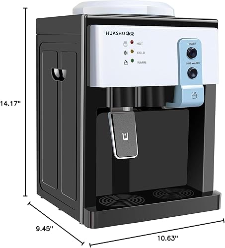 Miniatura 9 de Enfriador de agua para encimera de carga superior de 5 galones, mini dispensador de agua con agua caliente, caliente y fría, dispensador de agua